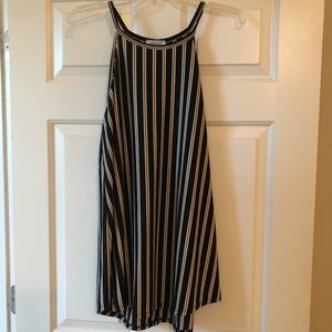Striped tank top with faux button back